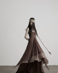 DOINDULGE Braided-Strap Layered Open-Back Maxi Dress