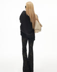 IAMXIAA Sheer Floral Lace Flared Pants with Stretch Lining