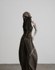 DOINDULGE High Neck Ruched Sleeveless Tank Top