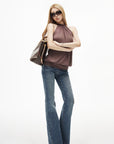 IAMXIAA Open-Back Halter Neck Draped Sleeveless Top