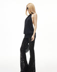 IAMXIAA Open-Back Halter Neck Draped Sleeveless Top