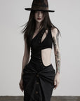 DOINDULGE Asymmetric One-Shoulder Cutout Knit Bodysuit