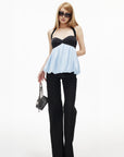 IAMXIAA Contrast Sweetheart Halter Bubble Babydoll Cami Top
