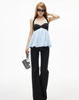 IAMXIAA Contrast Sweetheart Halter Bubble Babydoll Cami Top