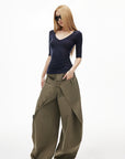 IAMXIAA Classic Wool Stretch V-Neck Slim Fit Half Sleeve Top