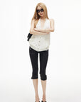 IAMXIAA Deep Halter Open-Back Button Knit Tank Top