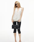 IAMXIAA Deep Halter Open-Back Button Knit Tank Top