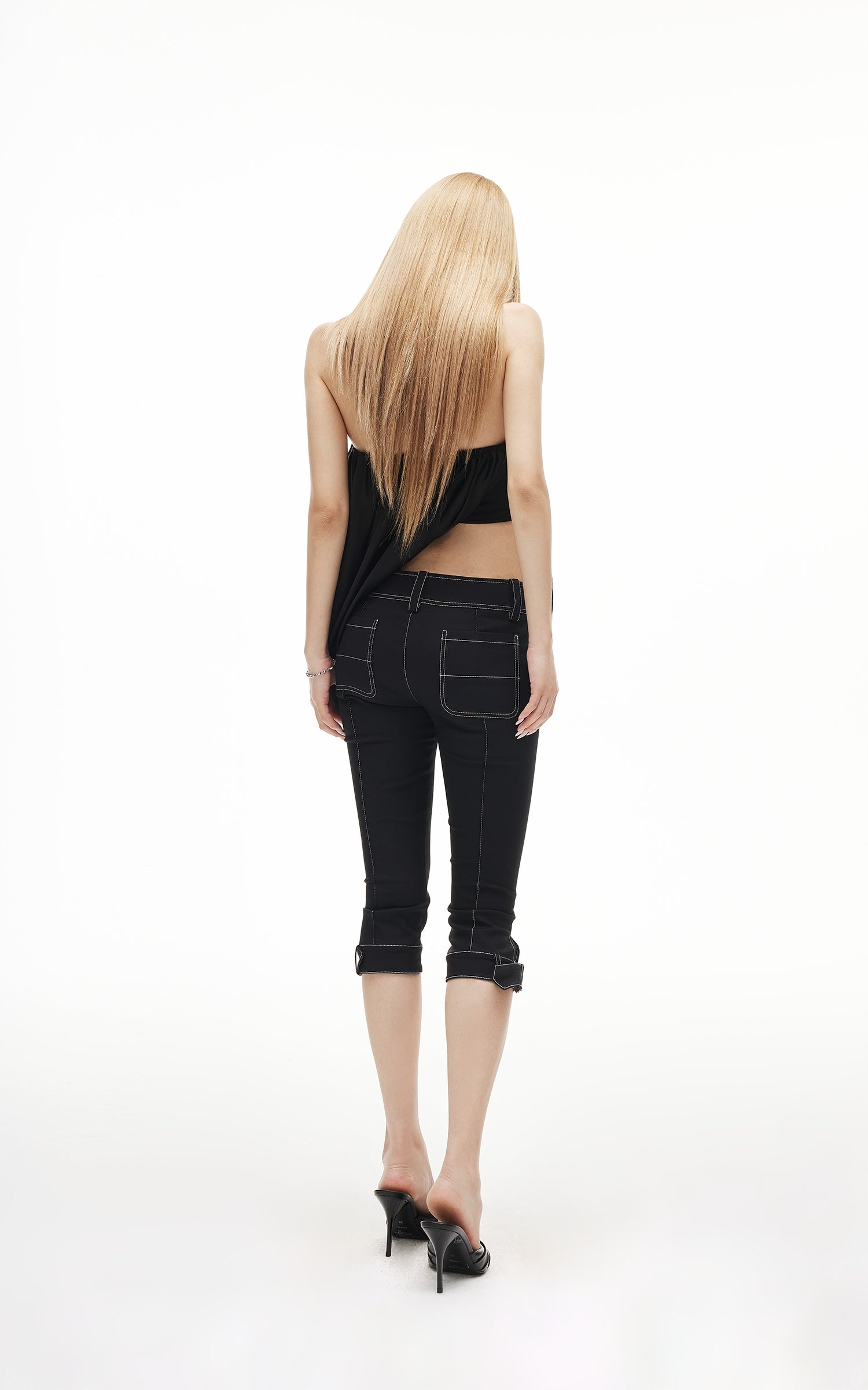 IAMXIAA Draped Strapless Bubble Hem Tube Top