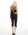 IAMXIAA Draped Strapless Bubble Hem Tube Top