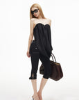 IAMXIAA Contrast Stitch Cropped Skinny Capri Pants