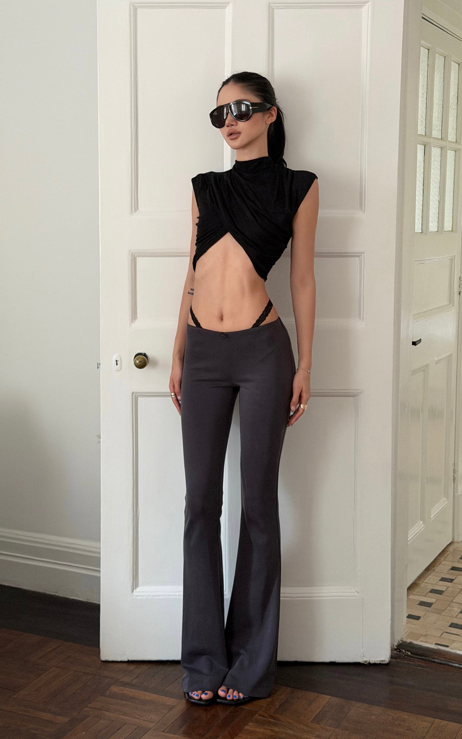 ROVENTE Faux Two-Piece Flared Pants