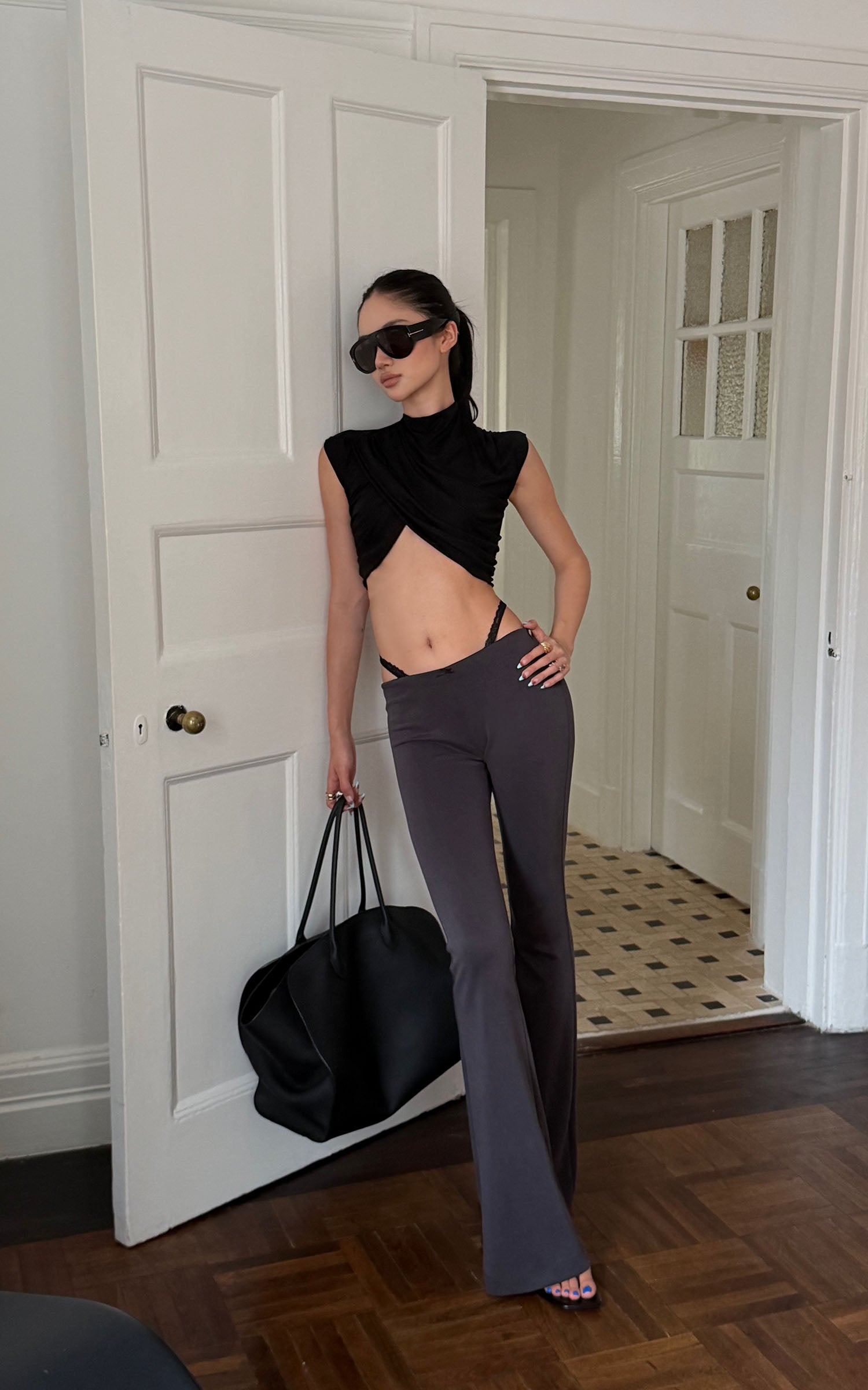 ROVENTE Faux Two-Piece Flared Pants