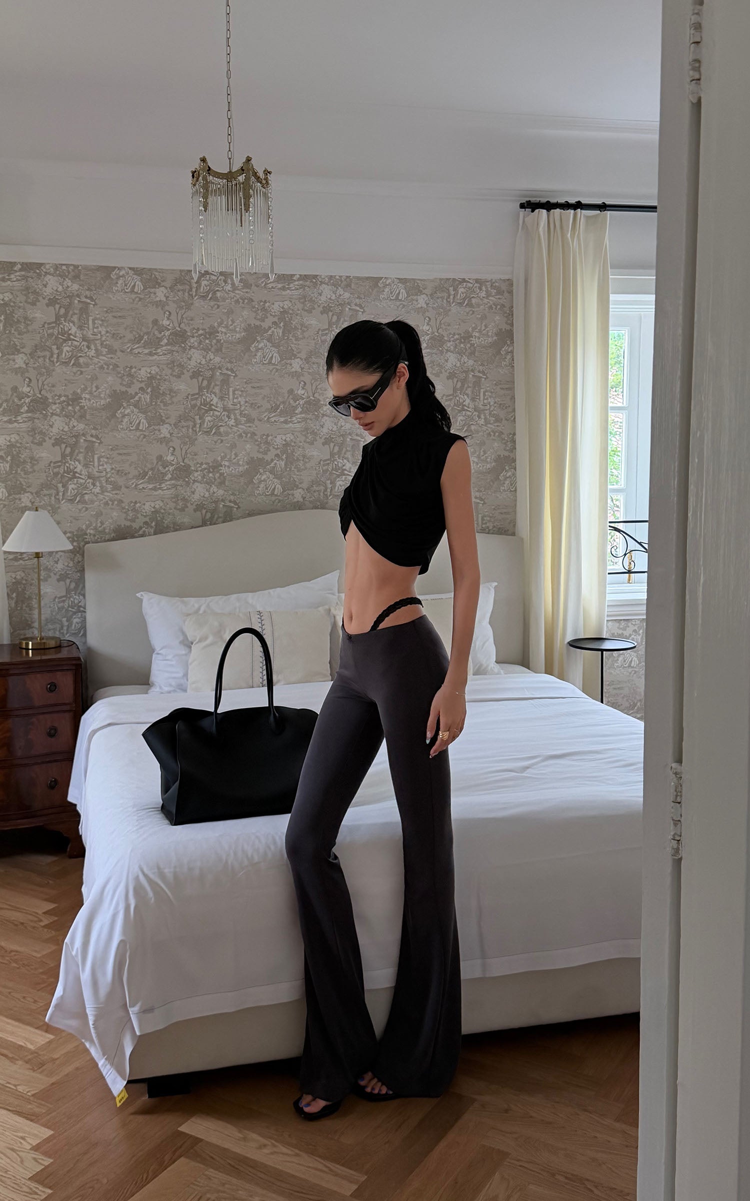 ROVENTE Faux Two-Piece Flared Pants