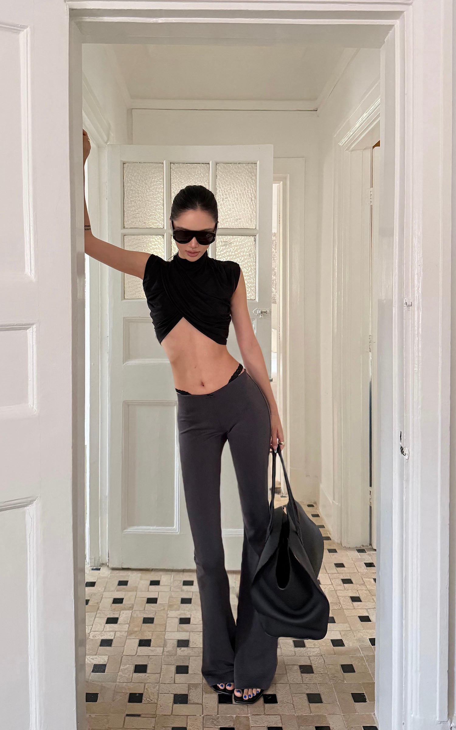 ROVENTE Faux Two-Piece Flared Pants