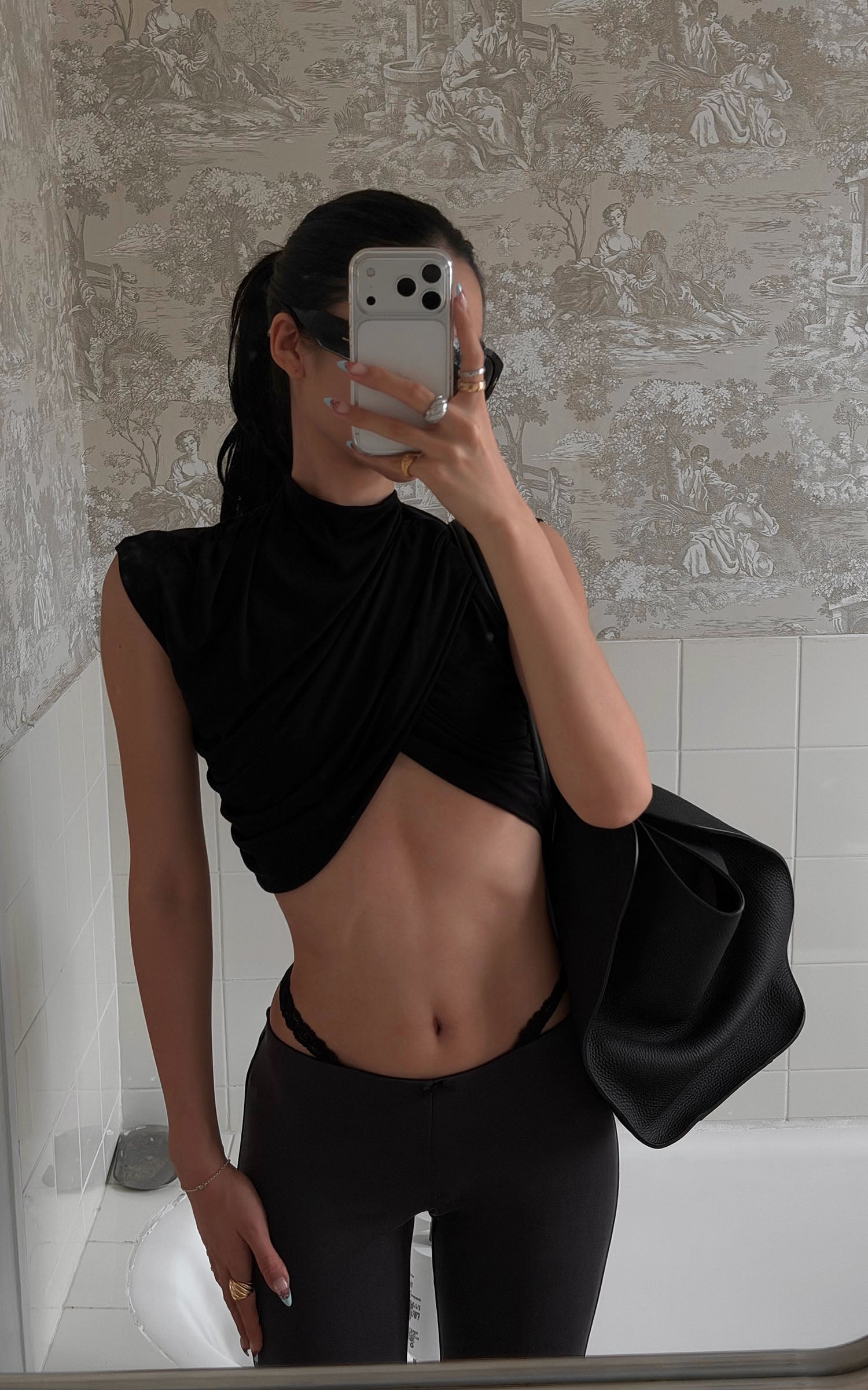ROVENTE Draped Cross Halter Crop Top