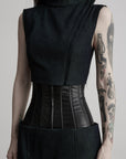 DOINDULGE Mock Neck Vest Corset Maxi Skirt Three-Piece Set