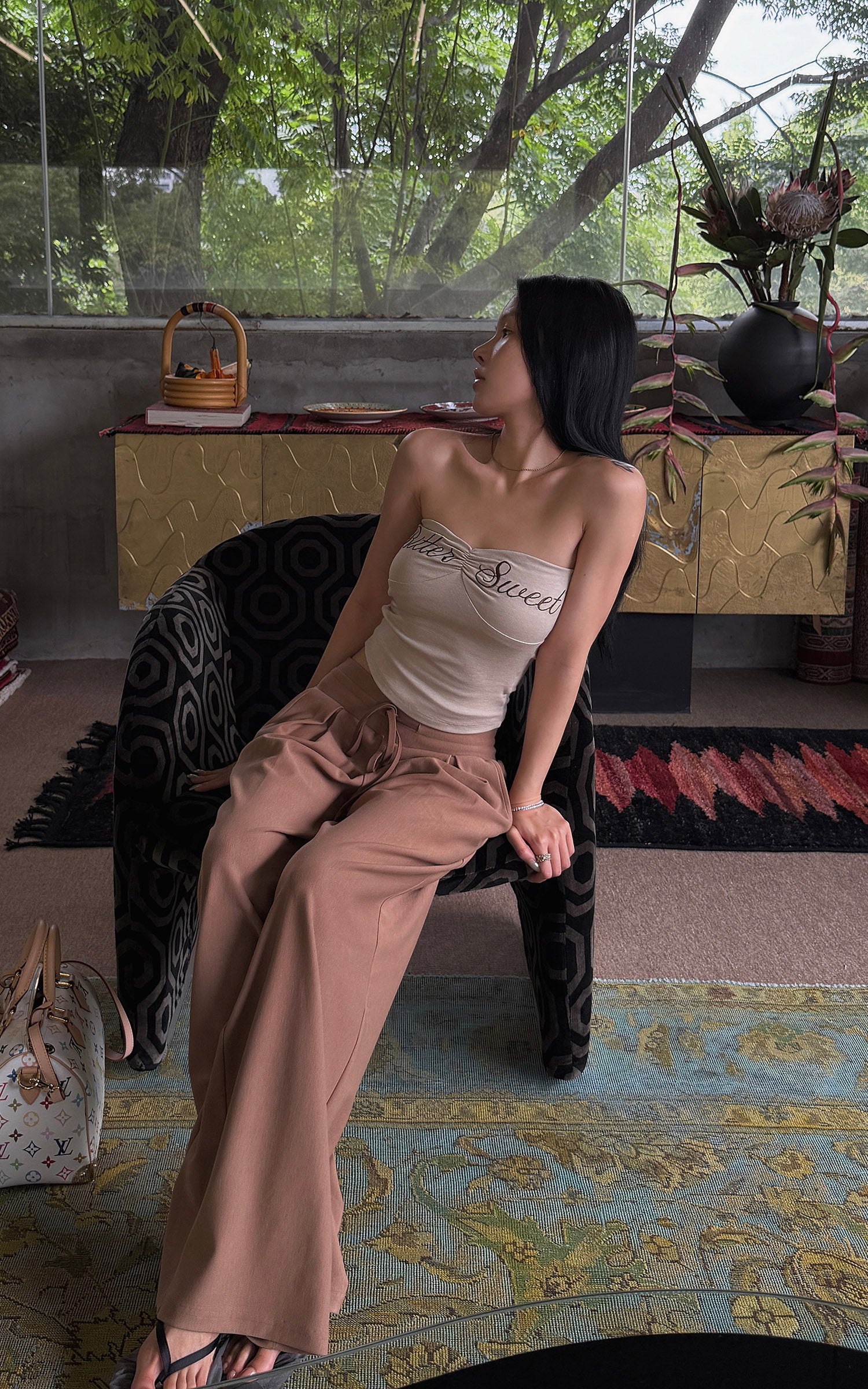 Hydrae Relaxed Pleated Drawstring Wide-Leg Tailored Loose Straight Fit Pants