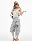IAMXIAA Draped Tie-Waist Harem Capri Sweatpants