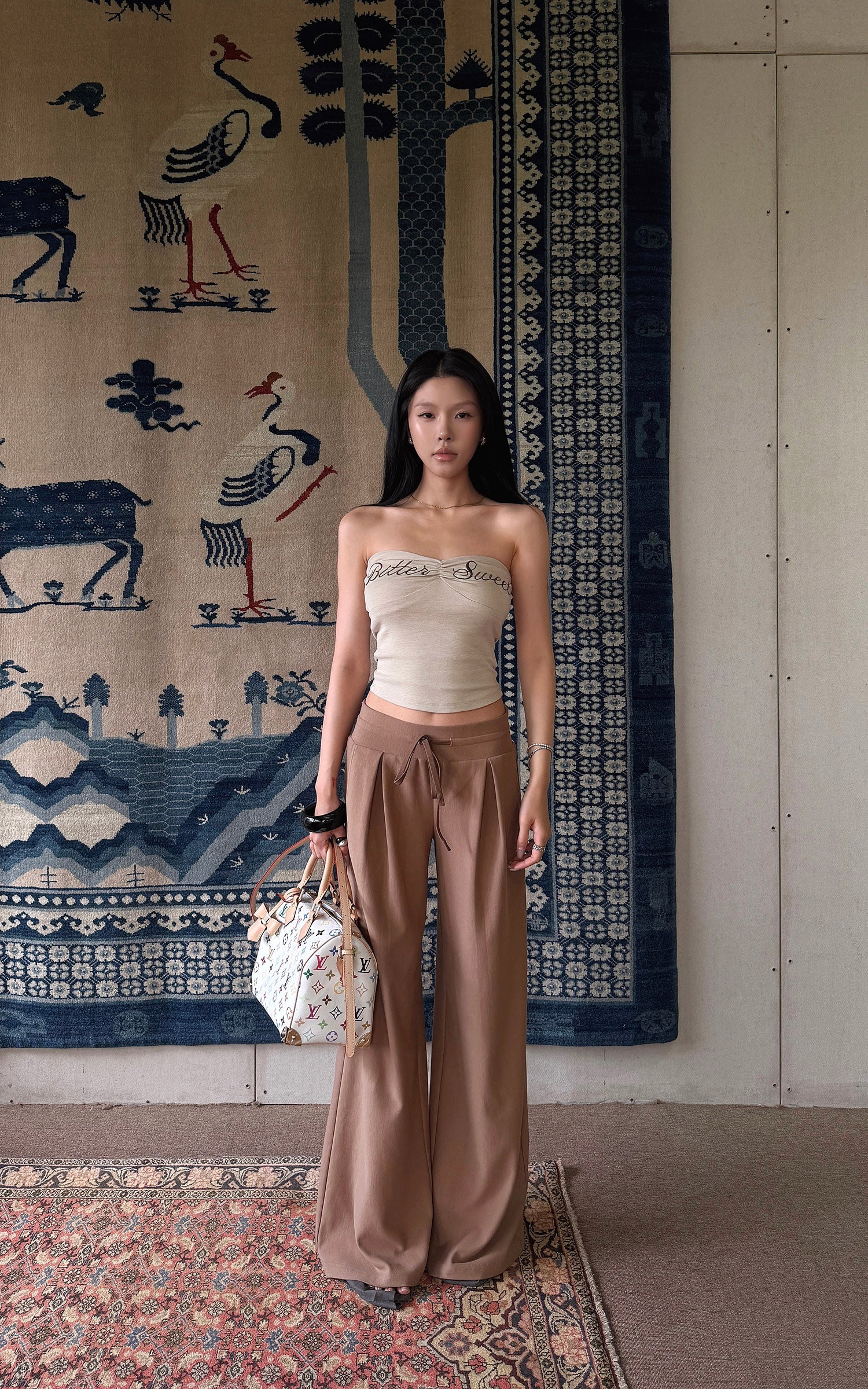 Hydrae Relaxed Pleated Drawstring Wide-Leg Tailored Loose Straight Fit Pants