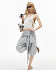 IAMXIAA Draped Tie-Waist Harem Capri Sweatpants