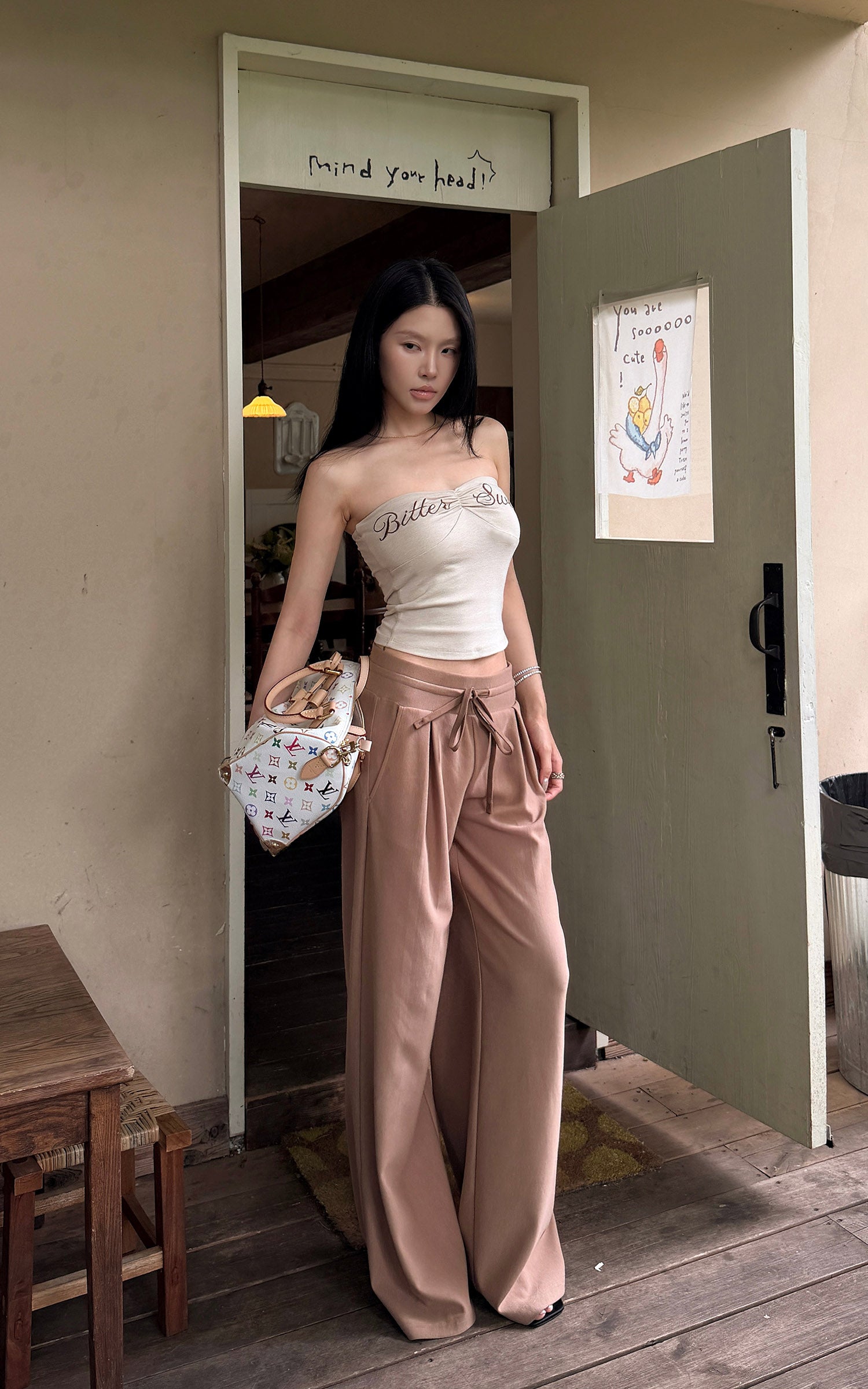 Hydrae Relaxed Pleated Drawstring Wide-Leg Tailored Loose Straight Fit Pants
