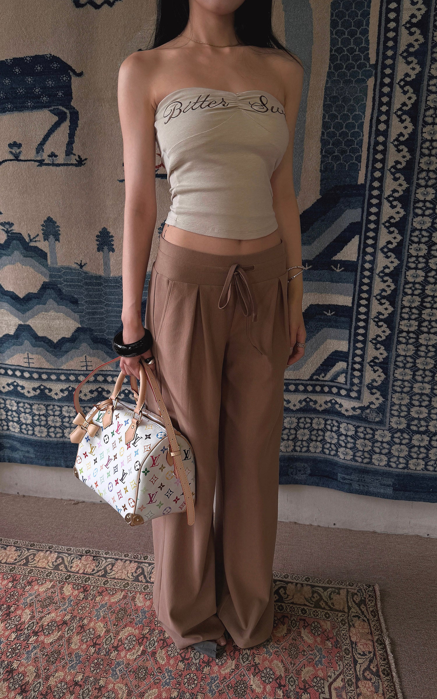 Hydrae Relaxed Pleated Drawstring Wide-Leg Tailored Loose Straight Fit Pants
