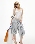 IAMXIAA Rhinestone Logo Lace Trim Halter Cami Tank Top