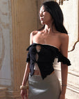 Hydrae Off Shoulder Ruffle Lace Cut Out Top