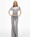 IAMXIAA Open-Back Draped Top & Wide-Leg Pants Set