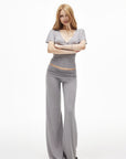 IAMXIAA Open-Back Draped Top & Wide-Leg Pants Set