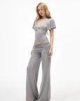 IAMXIAA Open-Back Draped Top & Wide-Leg Pants Set