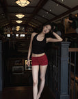 Hydrae Low-Rise Sculpted Micro Shorts with Curved Pocket Seams and Tailored Back Pockets