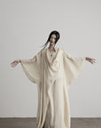 DOINDULGE Cowl Neck Batwing Sleeve Maxi Robe