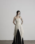 DOINDULGE Square Neck Lace Panel Asymmetric Cami Dress