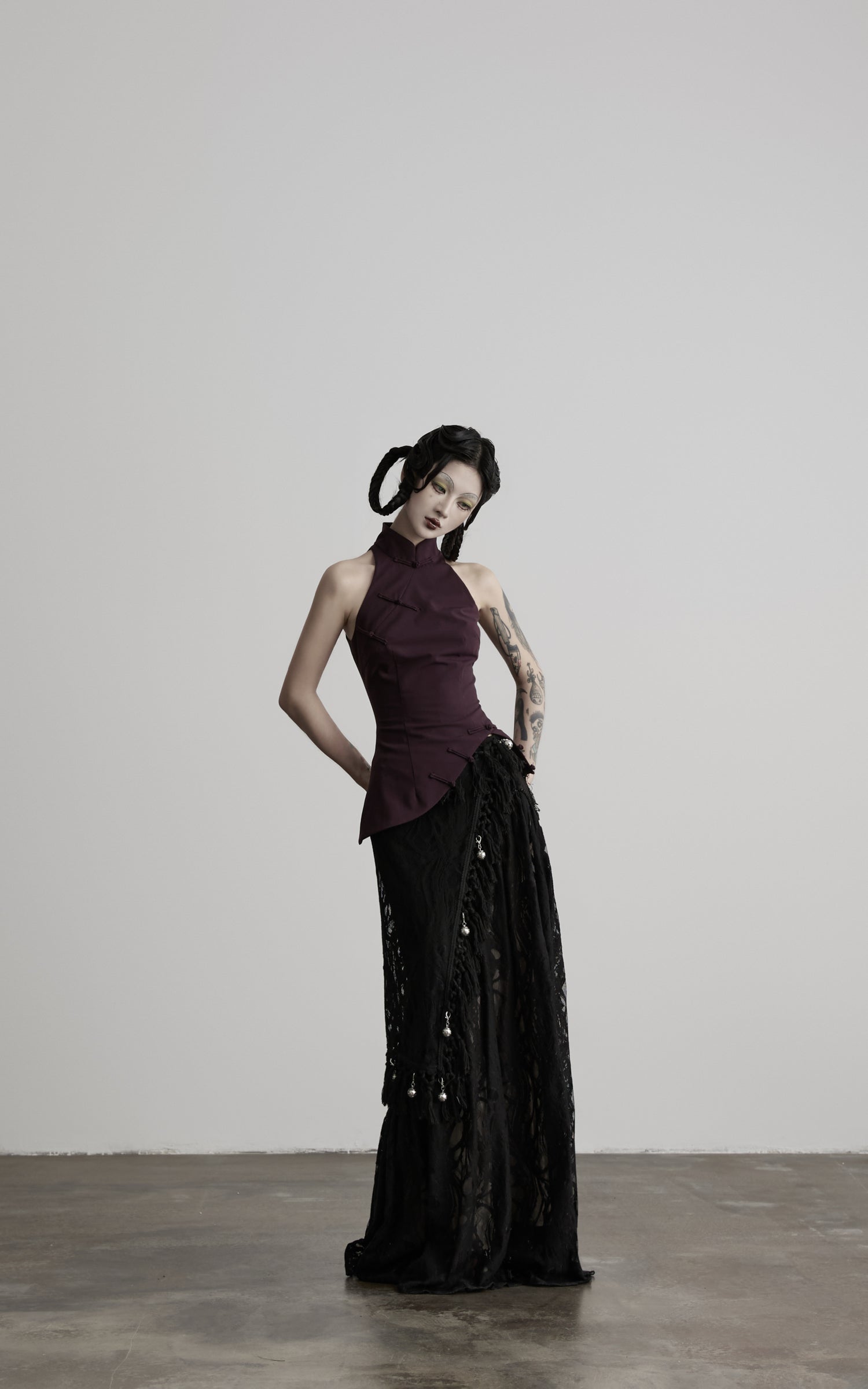 DOINDULGE Detachable Asymmetric Lace Maxi Skirt