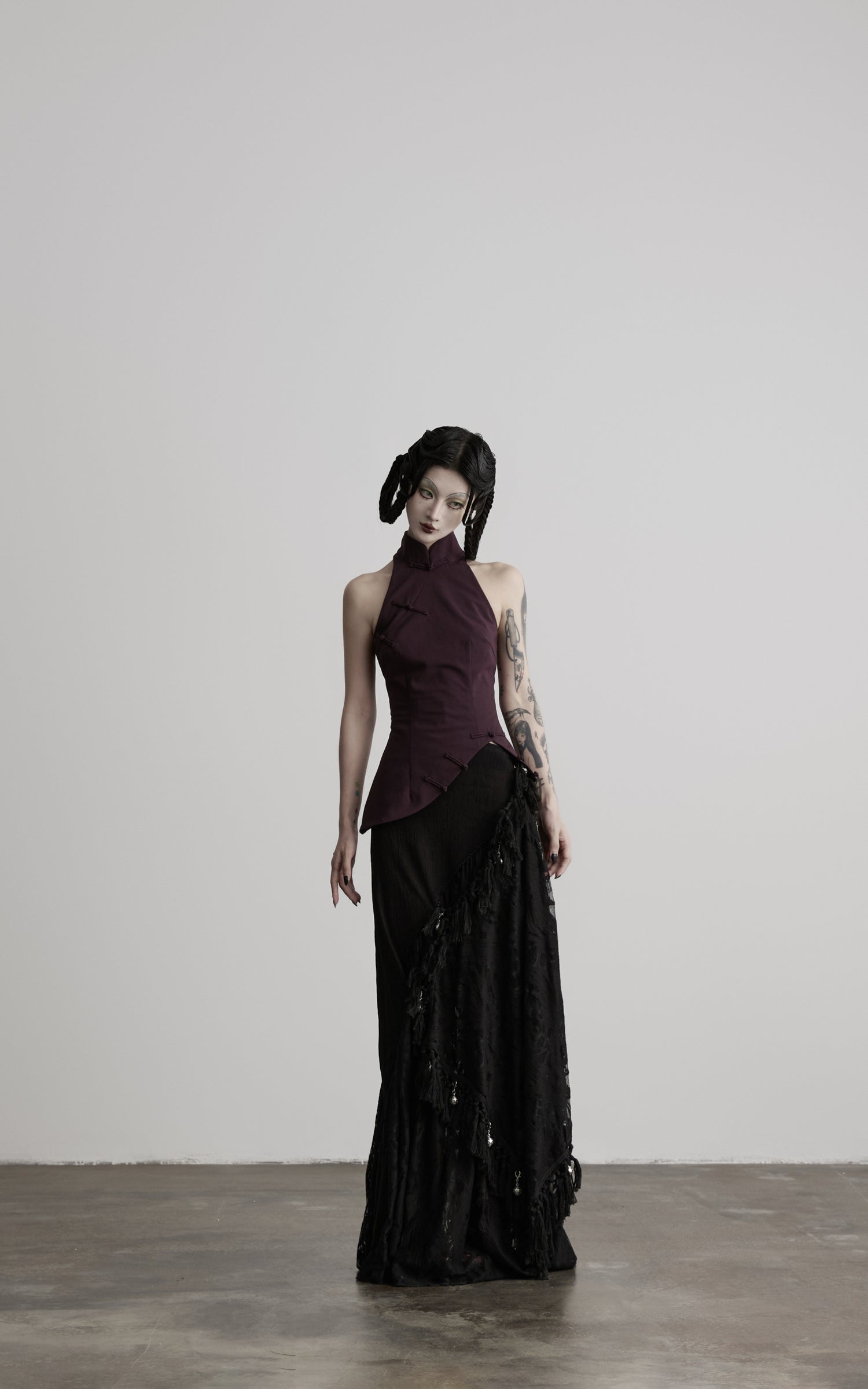 DOINDULGE Detachable Asymmetric Lace Maxi Skirt
