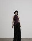 DOINDULGE Detachable Asymmetric Lace Maxi Skirt