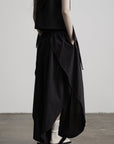 DOINDULGE Asymmetric Textured Wide-Leg Palazzo Pants