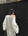 WARDEN EDGE Oversized Off Shoulder Long Sleeve Top Relaxed Draped Streetwear Style