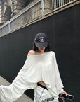WARDEN EDGE Oversized Off Shoulder Long Sleeve Top Relaxed Draped Streetwear Style