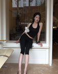 Hydrae Lace-Trim Ruched Skirt-Overlay Capri Pants