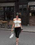 Hydrae Lace-Trim Ruched Skirt-Overlay Capri Pants