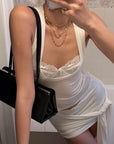ROVENTE Draped Ruched Tie Mini Skirt