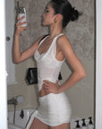 ROVENTE Draped Ruched Tie Mini Skirt