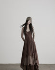 DOINDULGE Braided-Strap Layered Open-Back Maxi Dress