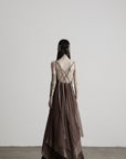 DOINDULGE Braided-Strap Layered Open-Back Maxi Dress