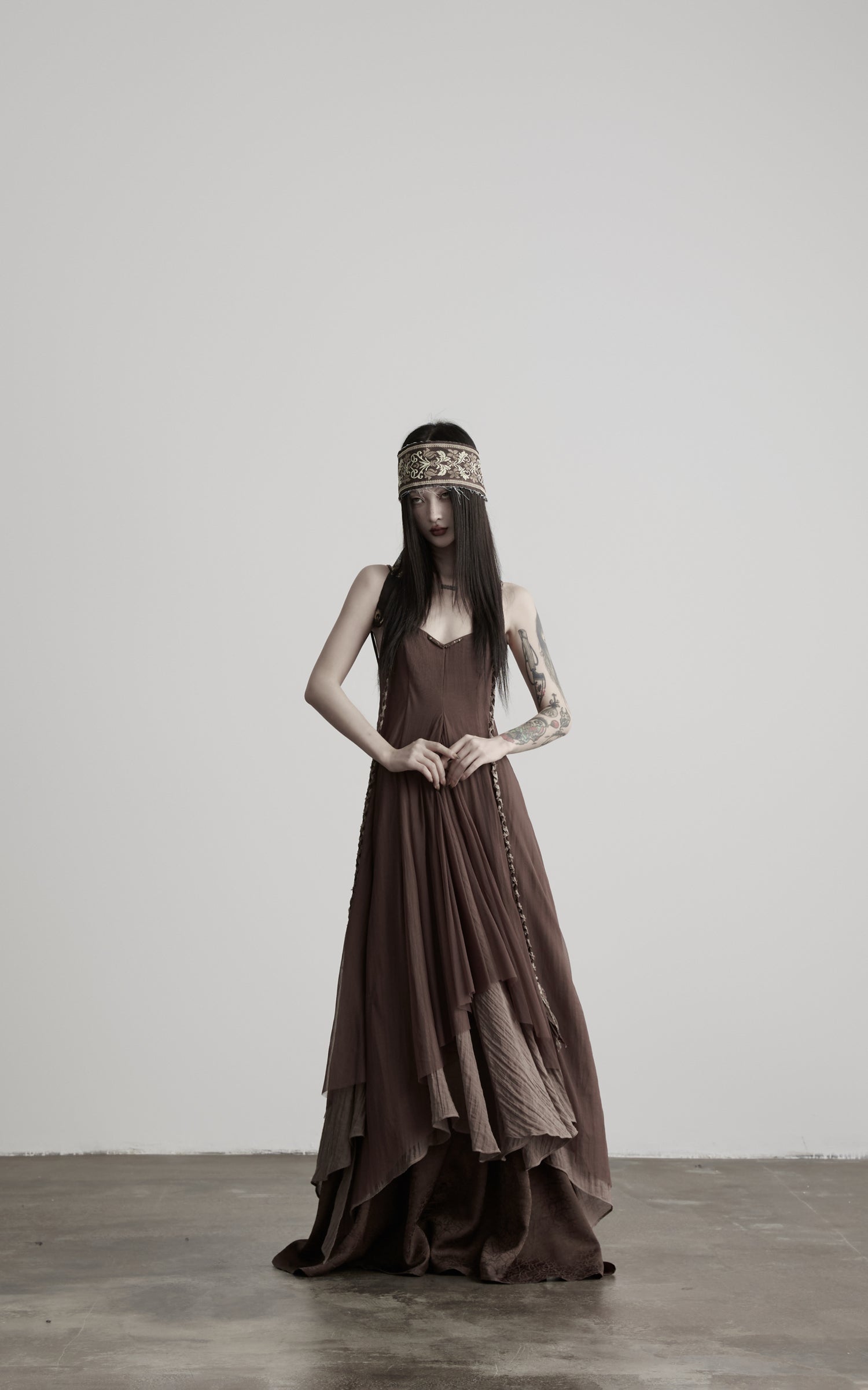 DOINDULGE Braided-Strap Layered Open-Back Maxi Dress