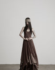 DOINDULGE Braided-Strap Layered Open-Back Maxi Dress