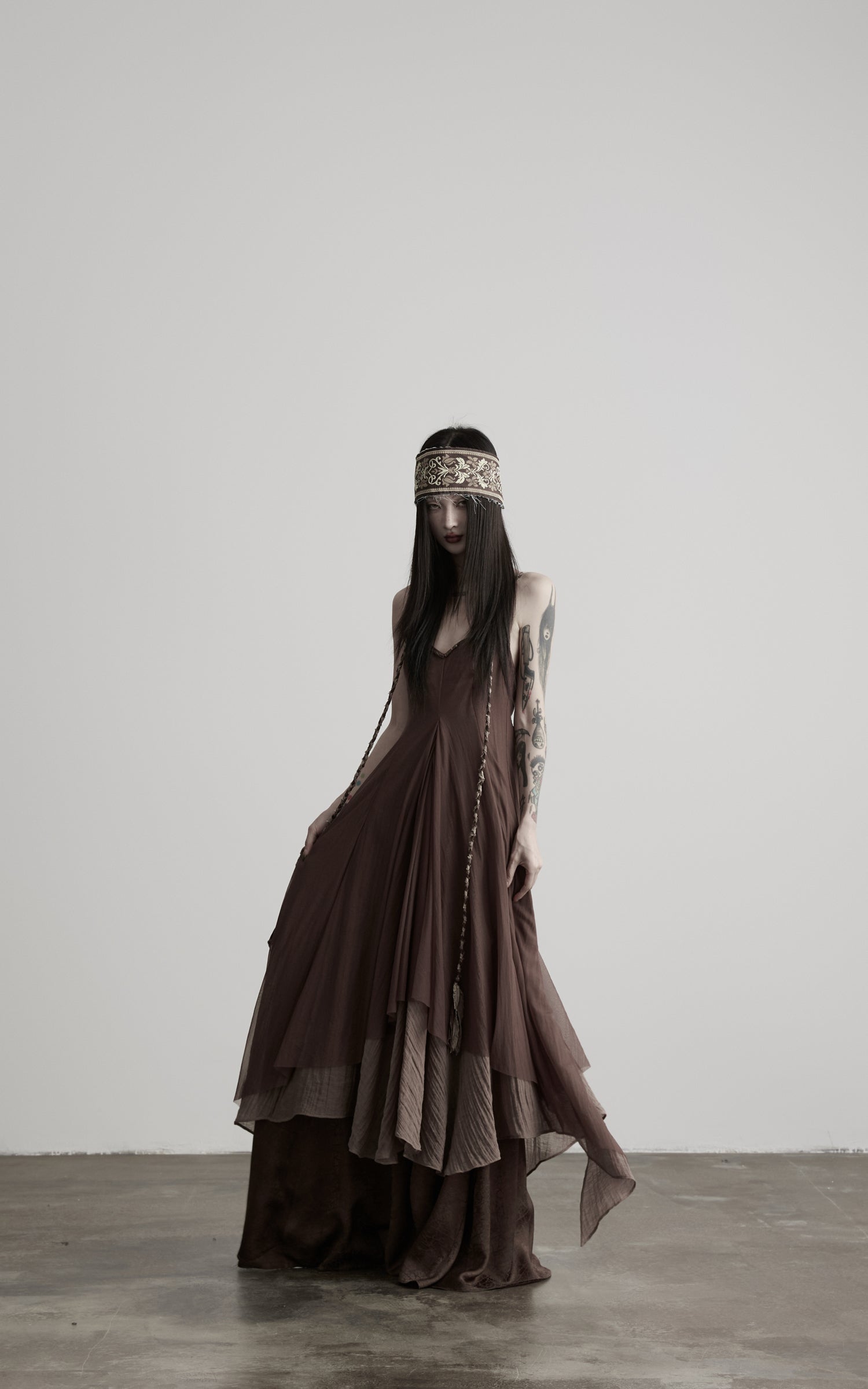 DOINDULGE Braided-Strap Layered Open-Back Maxi Dress