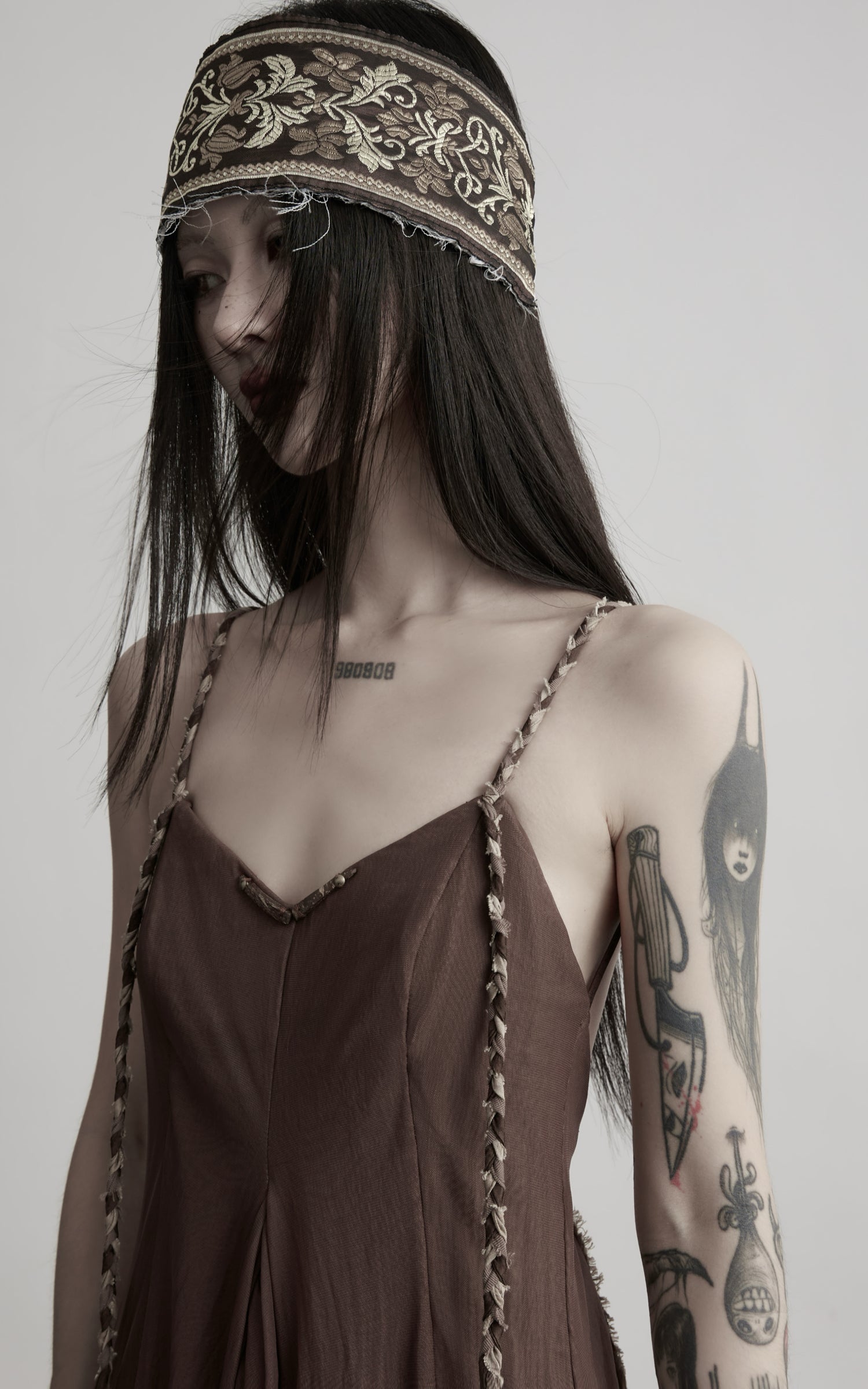 DOINDULGE Braided-Strap Layered Open-Back Maxi Dress
